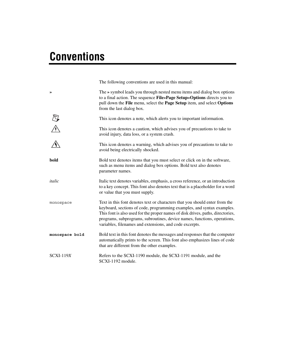Conventions | National Instruments 1192 User Manual | Page 6 / 54