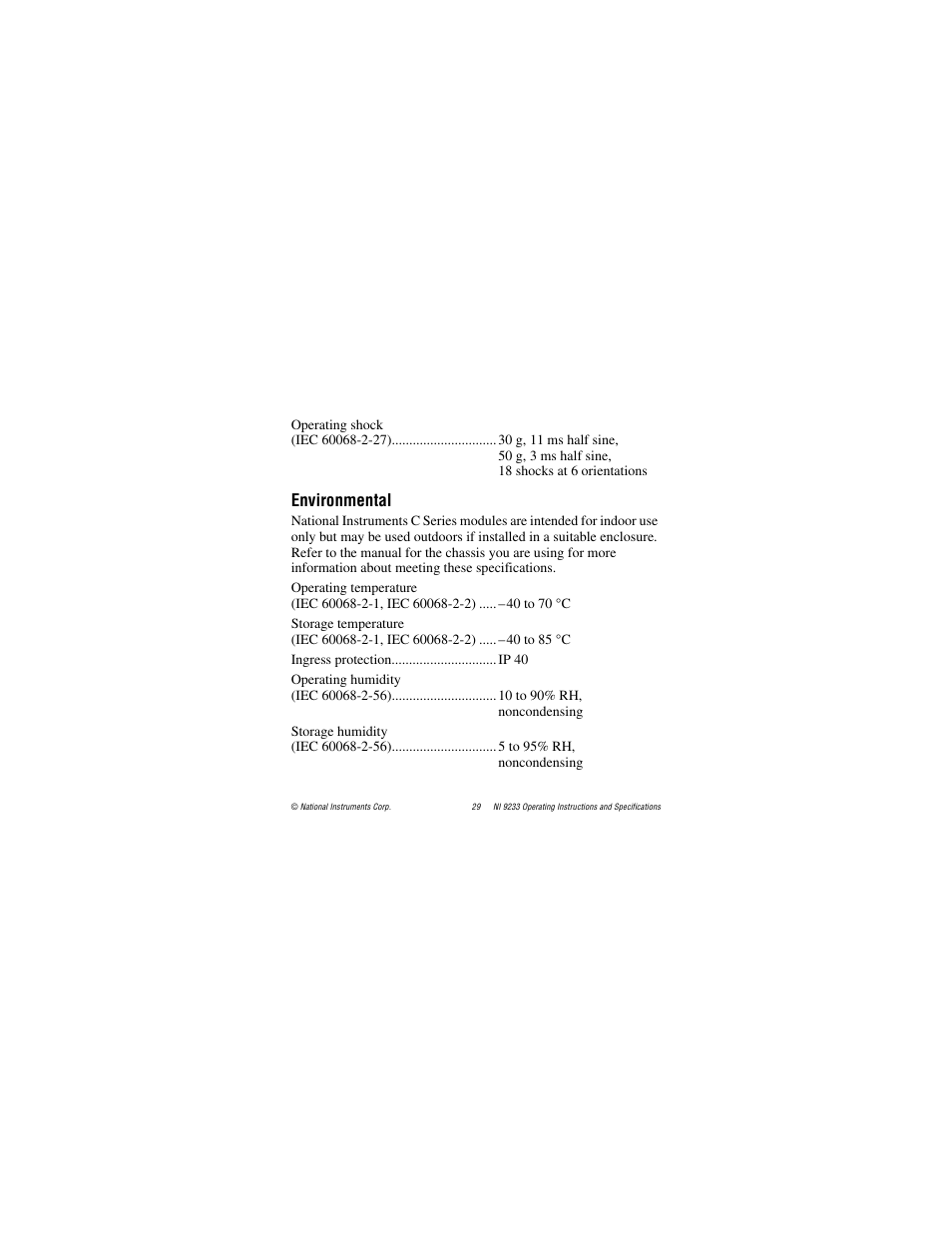 Environmental | National Instruments NI 9233 User Manual | Page 29 / 34