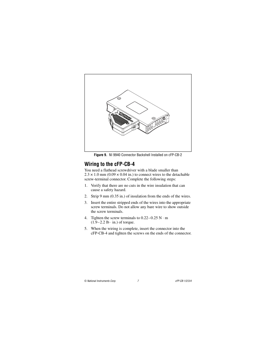 Wiring to the cfp-cb-4 | National Instruments CFP-CB-3 User Manual | Page 7 / 20