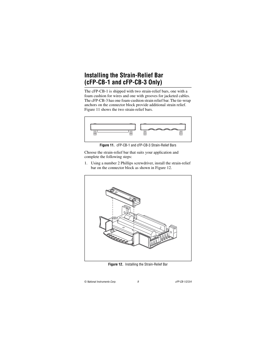 Figure 12. installing the strain-relief bar | National Instruments CFP-CB-3 User Manual | Page 9 / 20