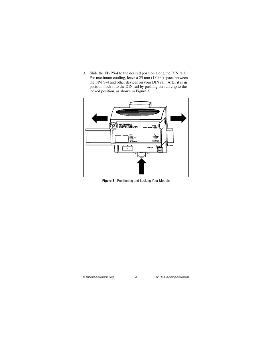 Figure 3. positioning and locking your module | National Instruments FP-PS-4 User Manual | Page 3 / 11