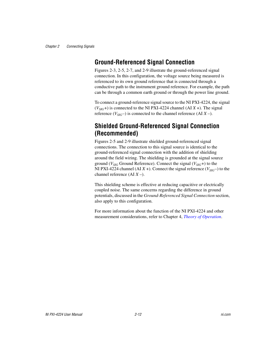 Ground-referenced signal connection, Recommended) -12 | National Instruments Isolated Analog Input Device NI PXI-4224 User Manual | Page 24 / 85