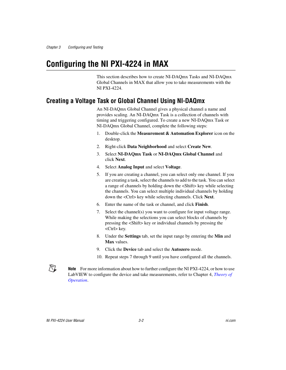 Configuring the ni pxi-4224 in max, Configuring the ni pxi-4224 in max -2 | National Instruments Isolated Analog Input Device NI PXI-4224 User Manual | Page 26 / 85