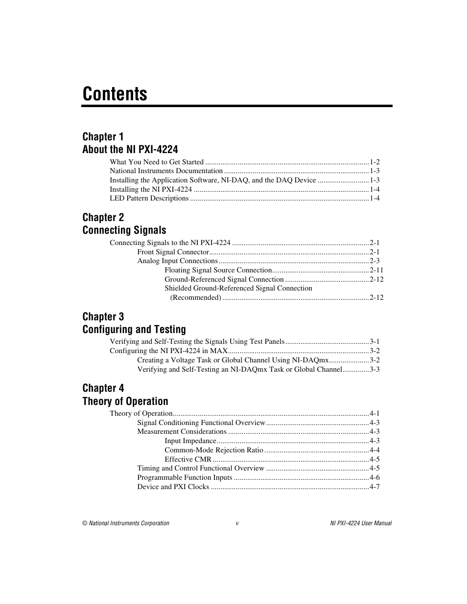 National Instruments Isolated Analog Input Device NI PXI-4224 User Manual | Page 5 / 85
