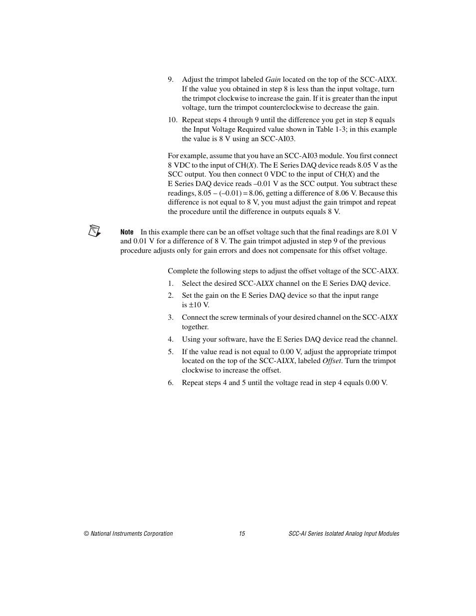 National Instruments Isolated Analog Input Modules SCC-AI14 User Manual | Page 15 / 18