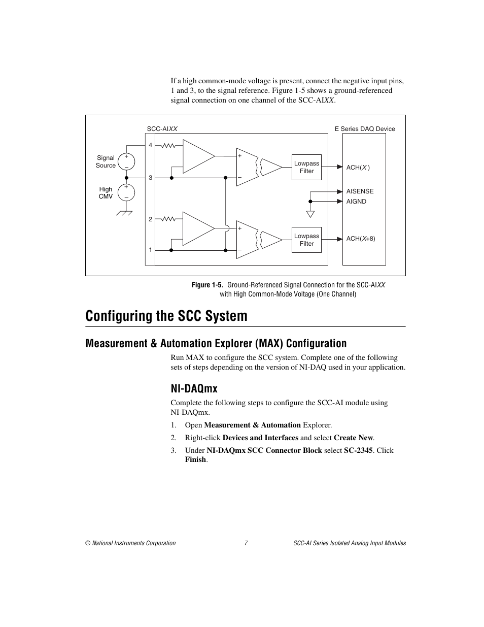Configuring the scc system, Ni-daqmx | National Instruments Isolated Analog Input Modules SCC-AI14 User Manual | Page 7 / 18