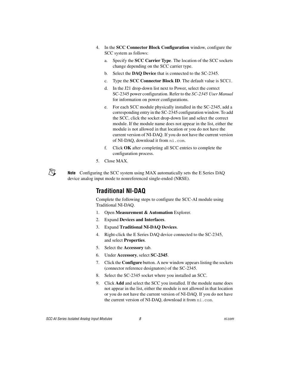 Traditional ni-daq | National Instruments Isolated Analog Input Modules SCC-AI14 User Manual | Page 8 / 18