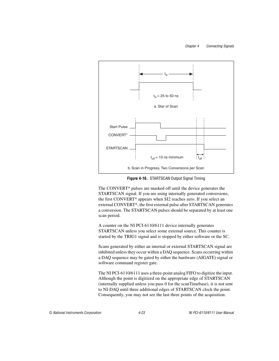 Figure 4-16. startscan output signal timing, 16 s | National Instruments NI PCI-6110 User Manual | Page 53 / 118