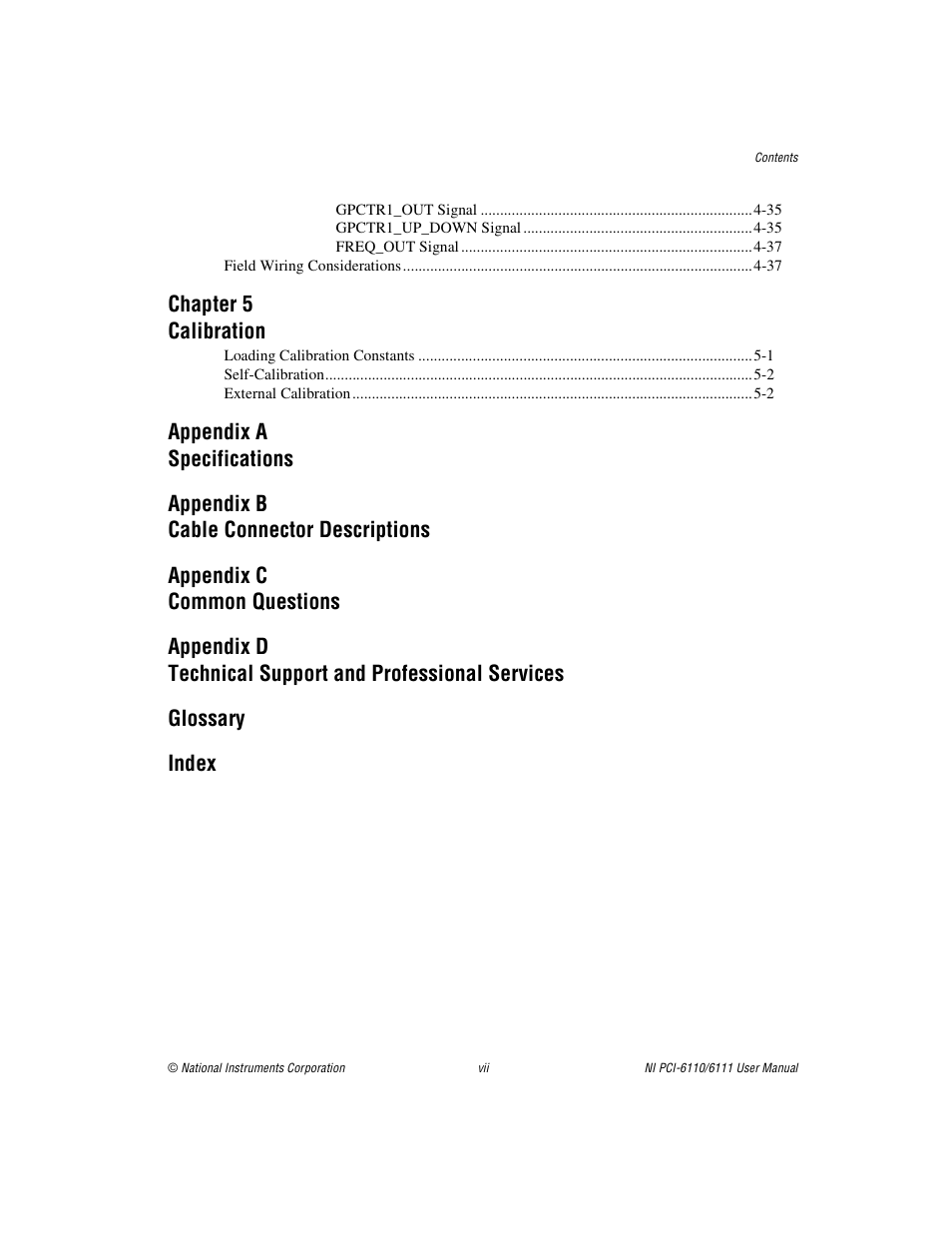 Chapter 5 calibration | National Instruments NI PCI-6110 User Manual | Page 7 / 118