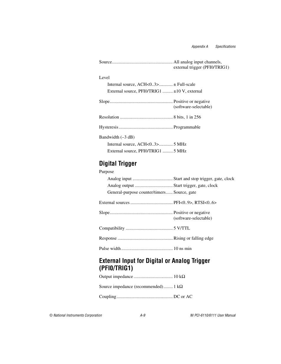 Digital trigger | National Instruments NI PCI-6110 User Manual | Page 79 / 118
