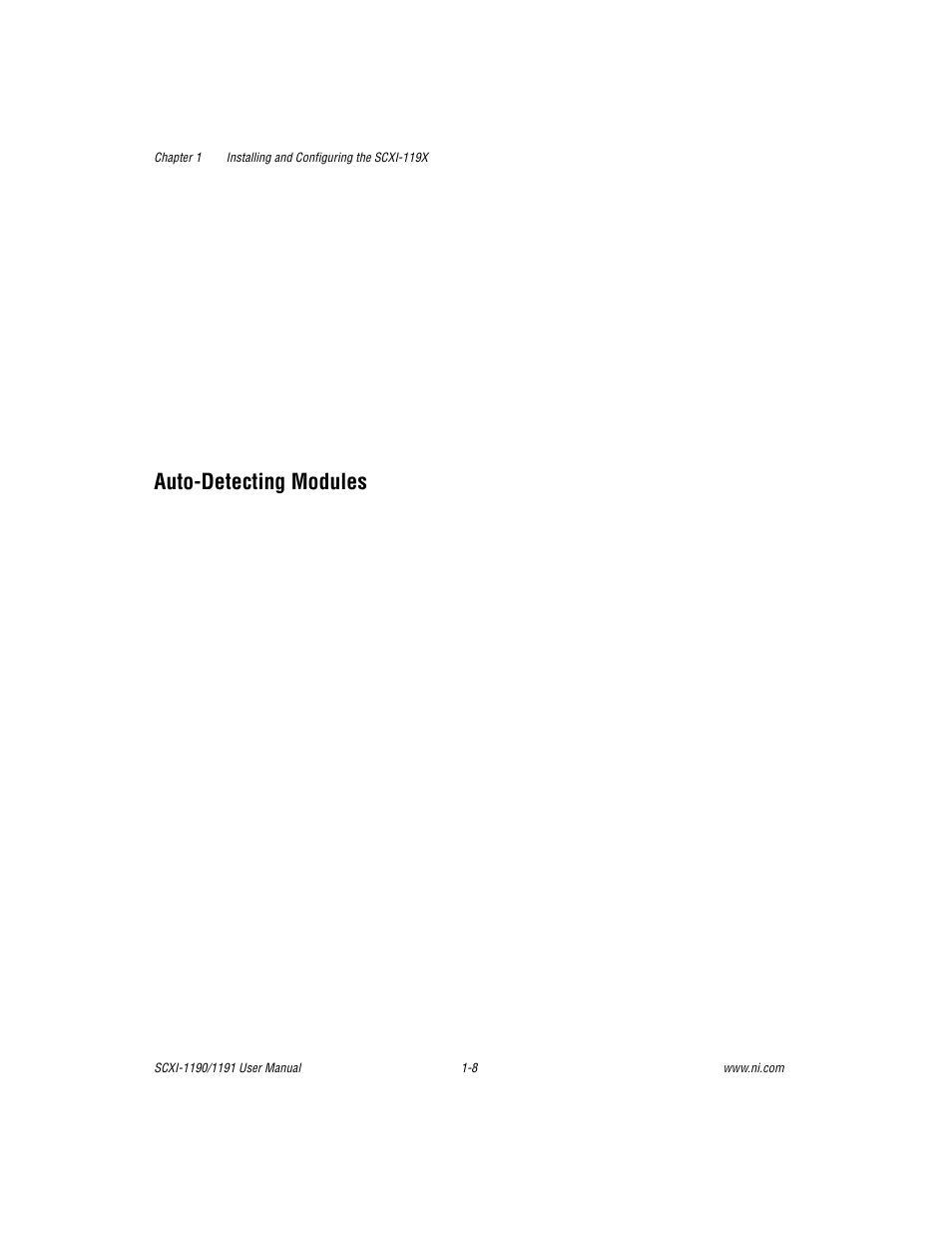 Autodetecting modules, Auto-detecting modules -8, Auto-detecting modules | National Instruments SCXI-1190/1191 User Manual | Page 16 / 45