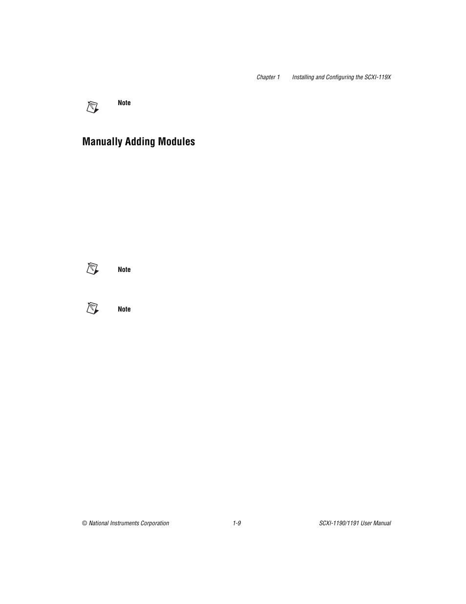 Manually adding modules, Manually adding modules -9 | National Instruments SCXI-1190/1191 User Manual | Page 17 / 45