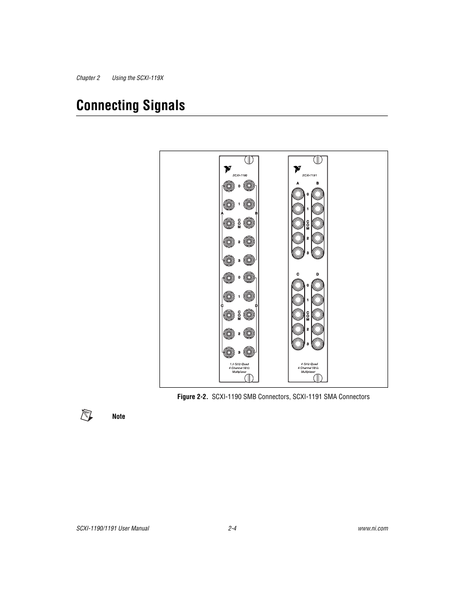 Connecting signals, Connecting signals -4, Figure 2-2 | National Instruments SCXI-1190/1191 User Manual | Page 26 / 45