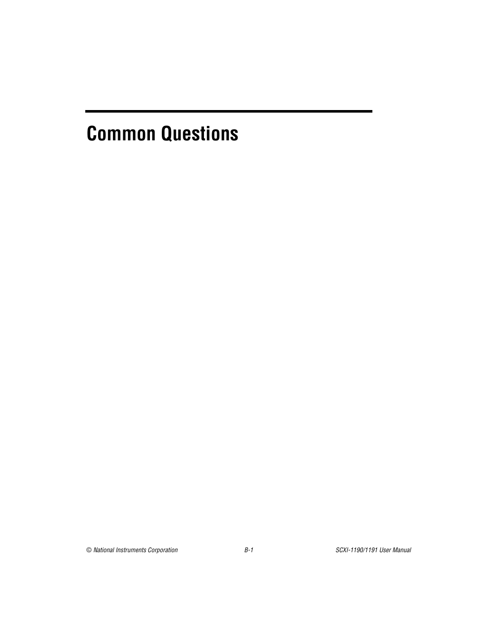 Appendix b common questions, Common questions | National Instruments SCXI-1190/1191 User Manual | Page 35 / 45