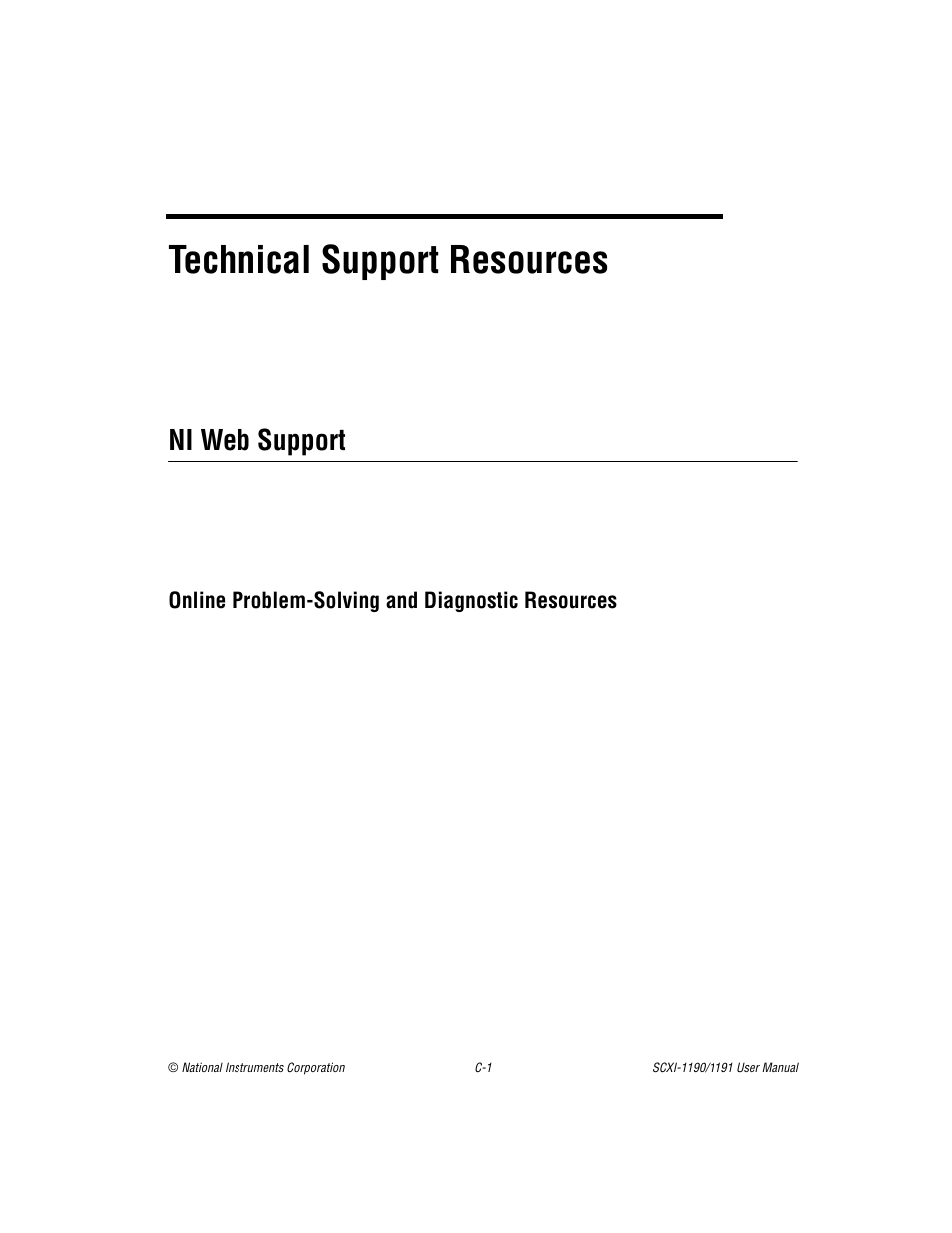 Appendix c technical support resources, Ni web support, Technical support resources | National Instruments SCXI-1190/1191 User Manual | Page 37 / 45