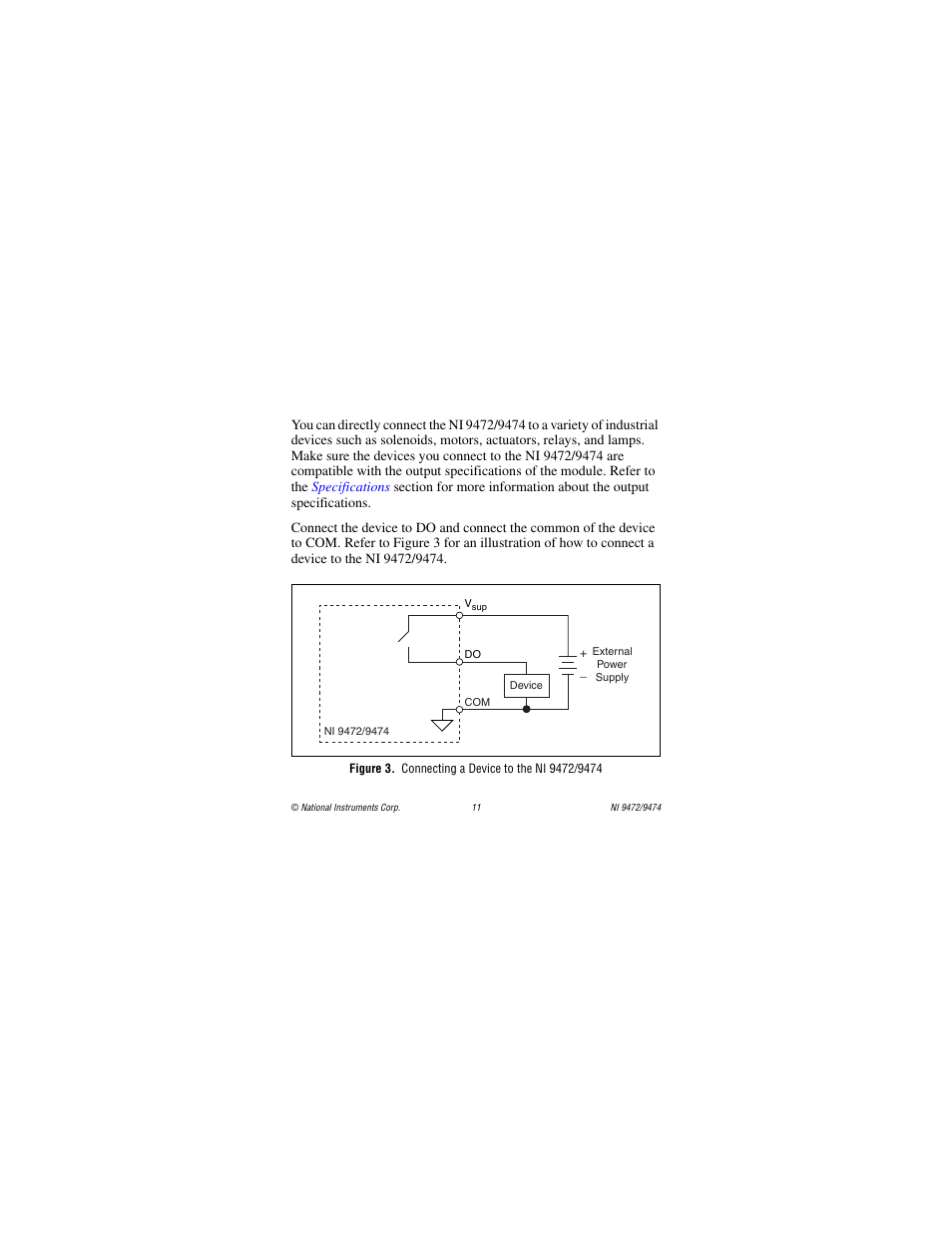 Figure 3. connecting a device to the ni 9472/9474 | National Instruments NI 9472 User Manual | Page 11 / 31