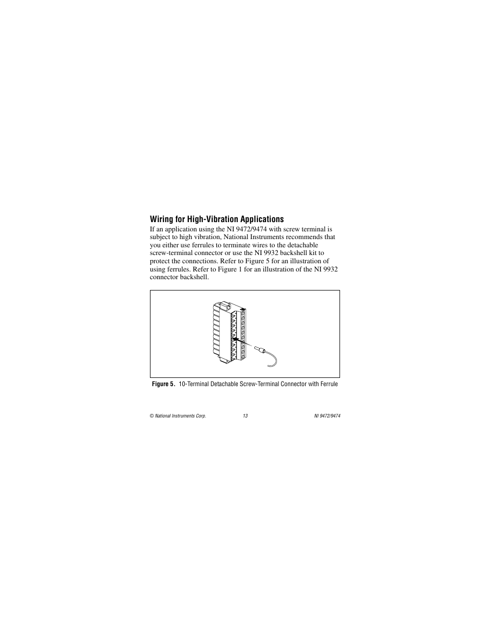 Wiring for high-vibration applications | National Instruments NI 9472 User Manual | Page 13 / 31