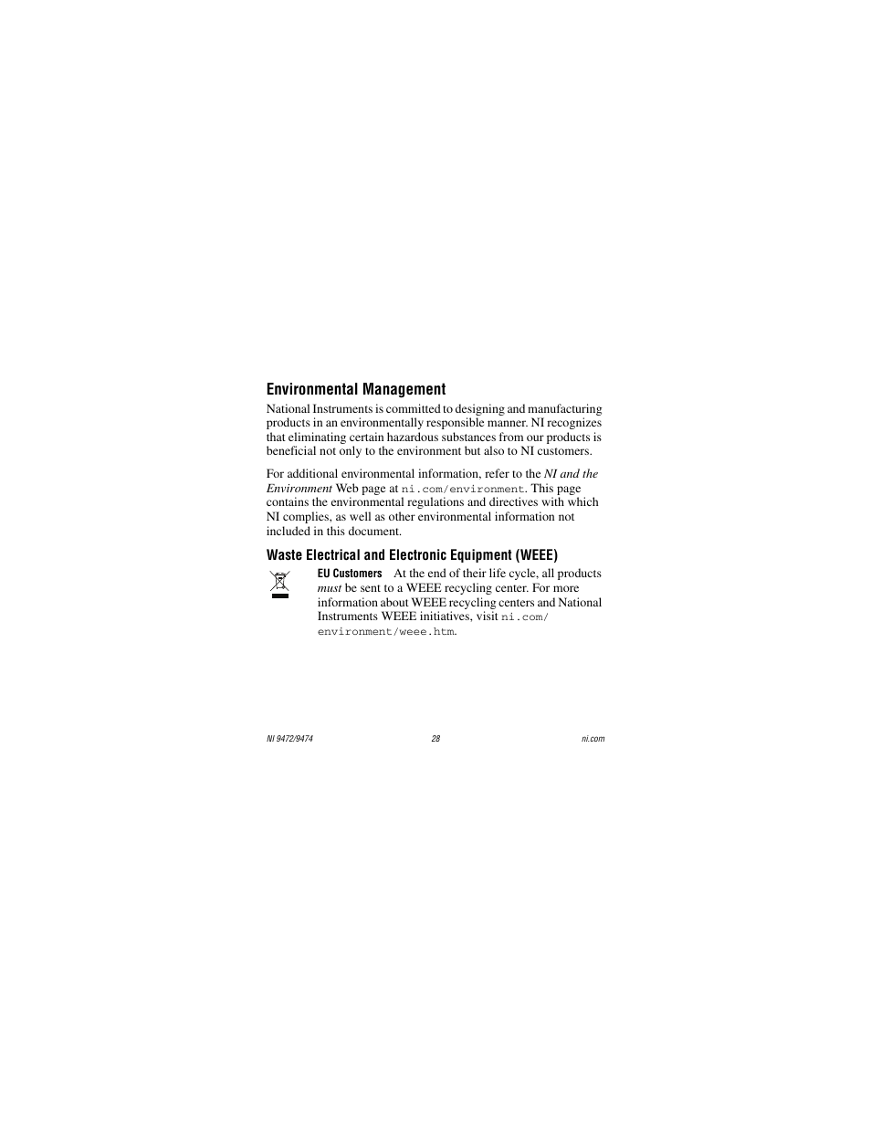 Environmental management | National Instruments NI 9472 User Manual | Page 28 / 31