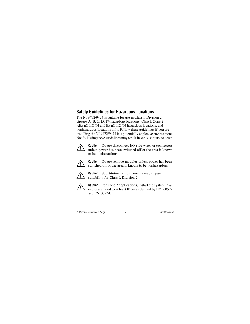 Safety guidelines for hazardous locations | National Instruments NI 9472 User Manual | Page 5 / 31