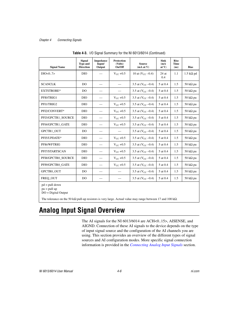 Analog input signal overview, Analog input signal overview -6 | National Instruments NI 6014 User Manual | Page 32 / 109