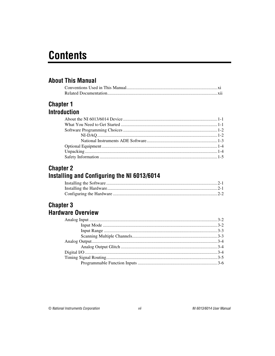 National Instruments NI 6014 User Manual | Page 6 / 109