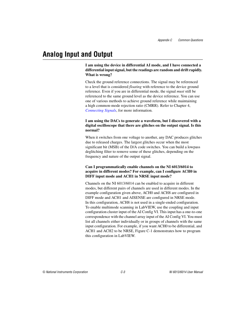 Analog input and output | National Instruments NI 6014 User Manual | Page 84 / 109