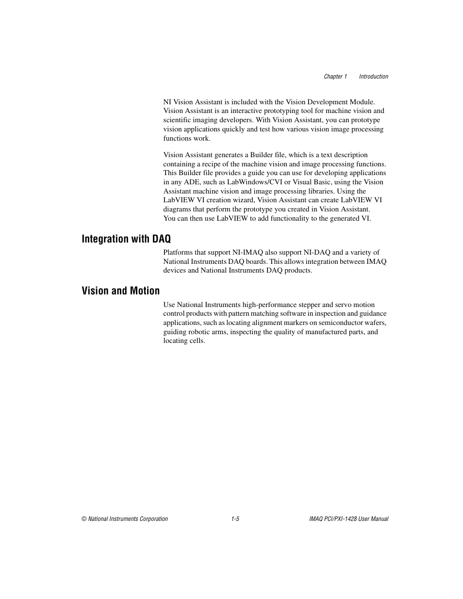 Integration with daq, Vision and motion, Integration with daq -5 vision and motion -5 | National Instruments PXI-1428 User Manual | Page 12 / 46