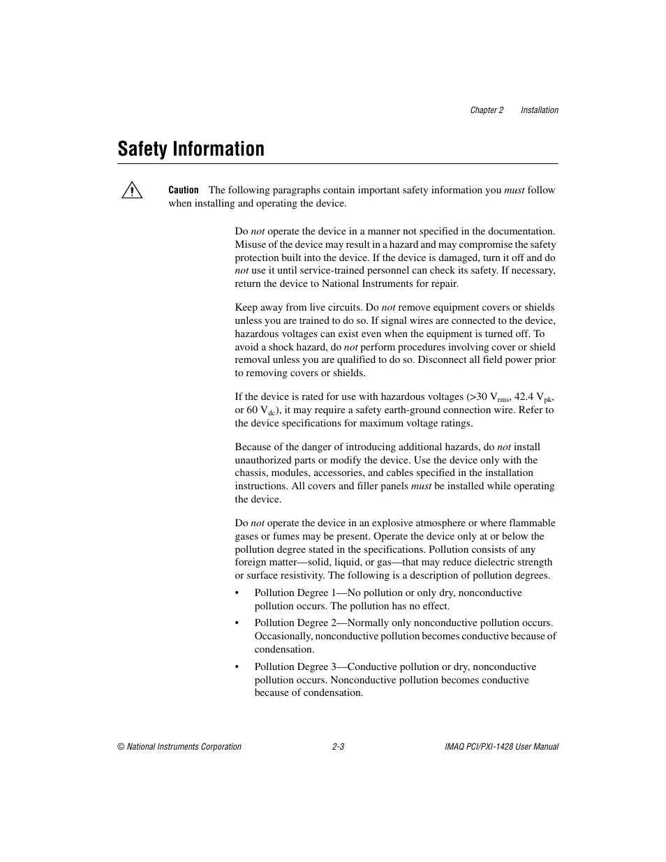 Safety information, Safety information -3 | National Instruments PXI-1428 User Manual | Page 15 / 46