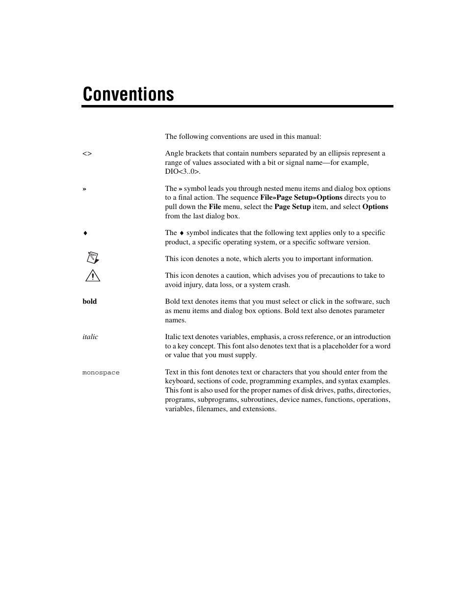 Conventions | National Instruments PXI-1428 User Manual | Page 5 / 46