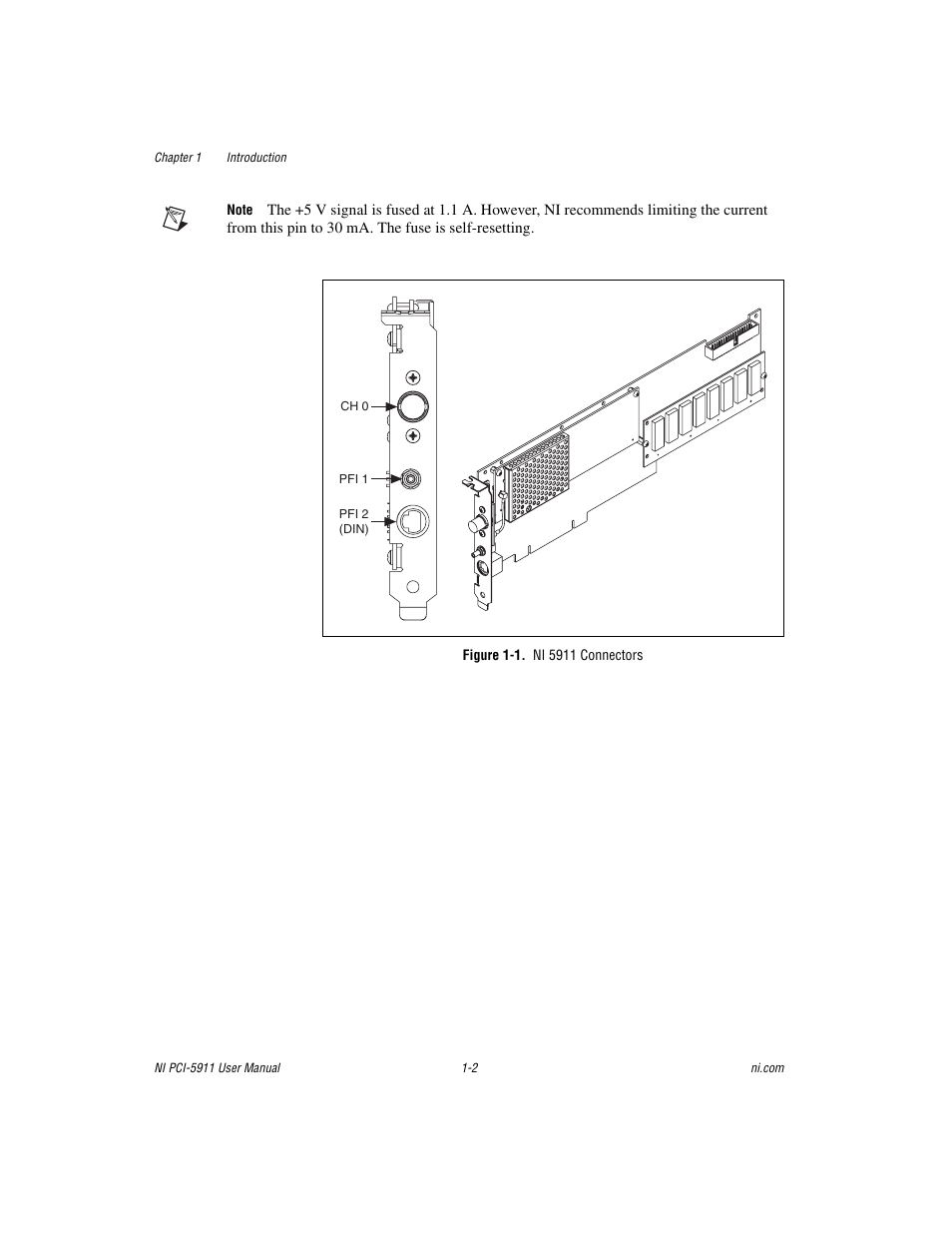 Figure 1-1. ni 5911 connectors, Gure 1-1 | National Instruments NI PCI-5911 User Manual | Page 12 / 51