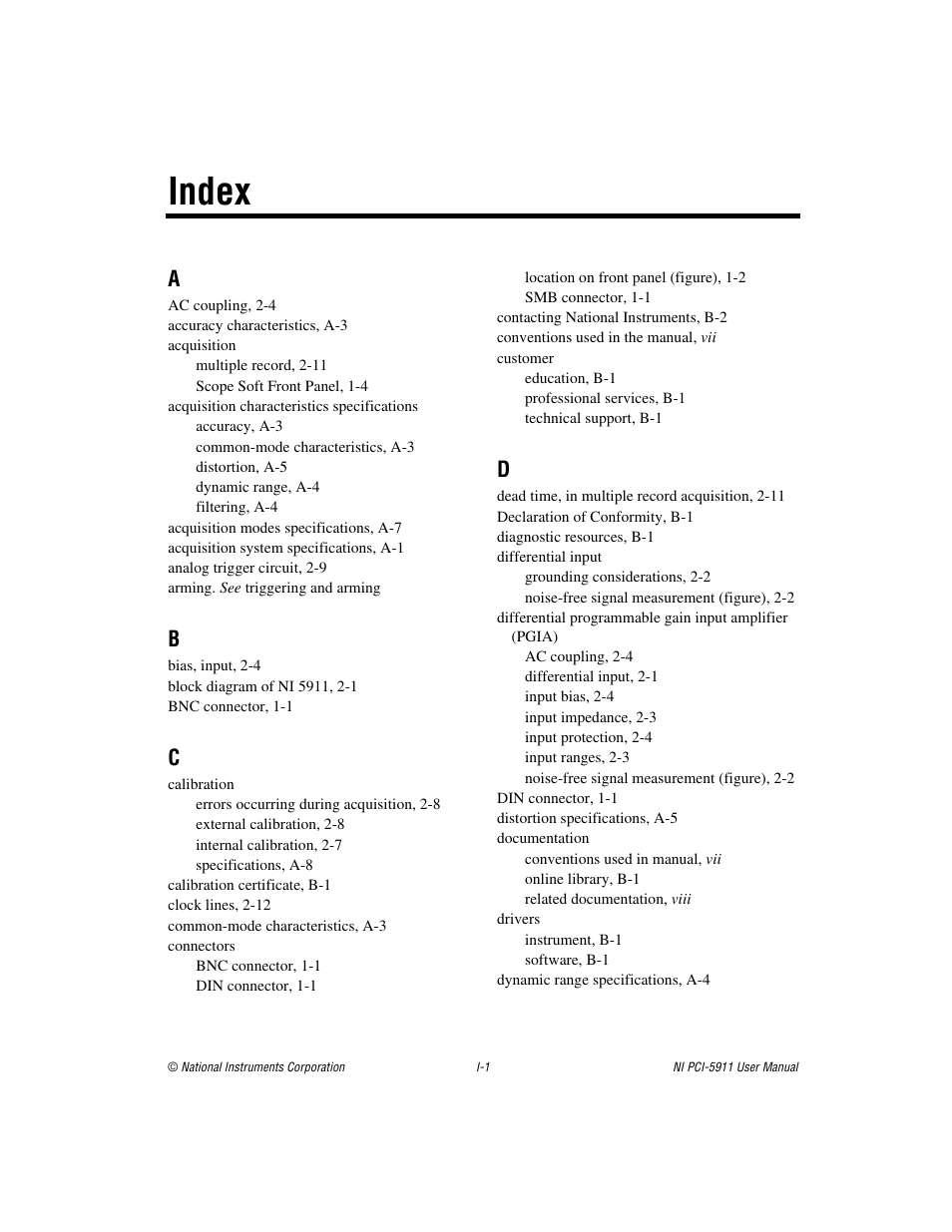 Index | National Instruments NI PCI-5911 User Manual | Page 48 / 51