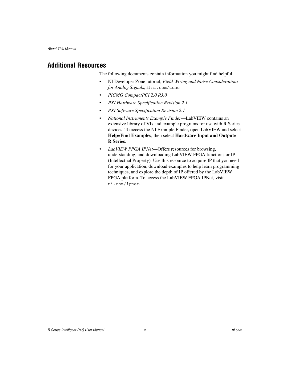 Additional resources | National Instruments NI 785xR User Manual | Page 10 / 74