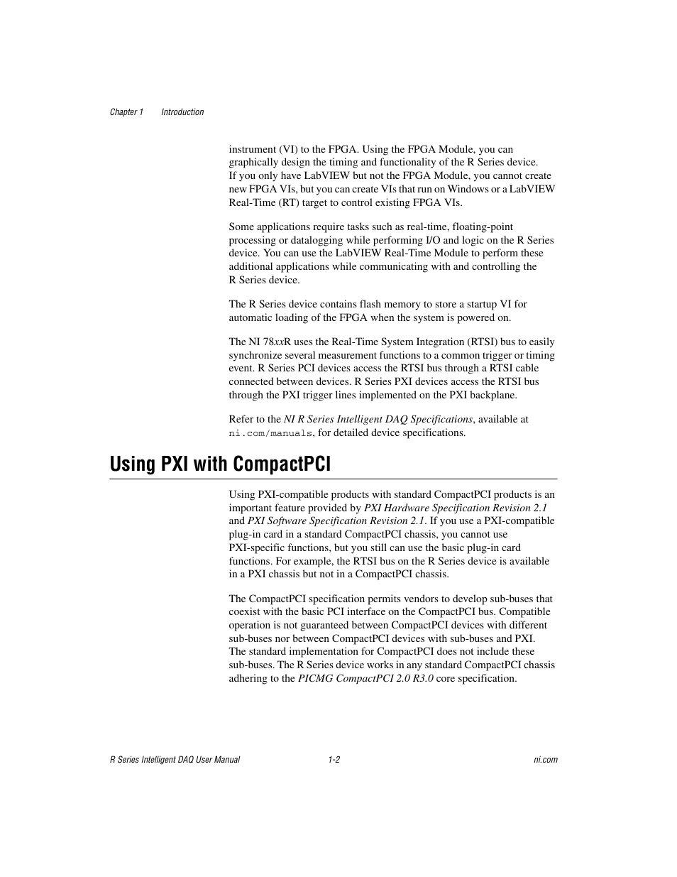 Using pxi with compactpci, Using pxi with compactpci -2 | National Instruments NI 785xR User Manual | Page 12 / 74