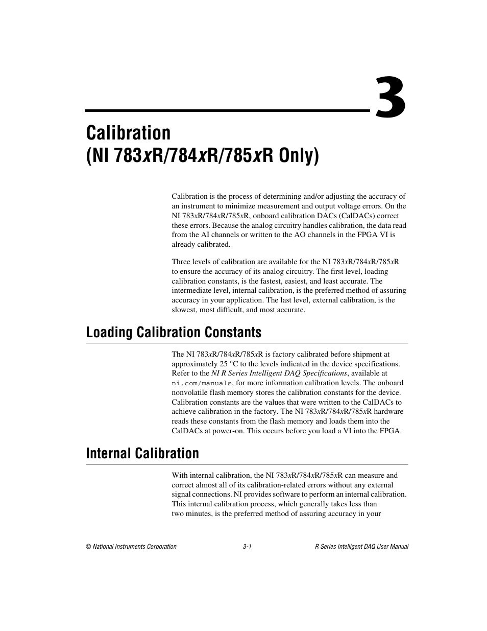 Loading calibration constants, Internal calibration | National Instruments NI 785xR User Manual | Page 53 / 74