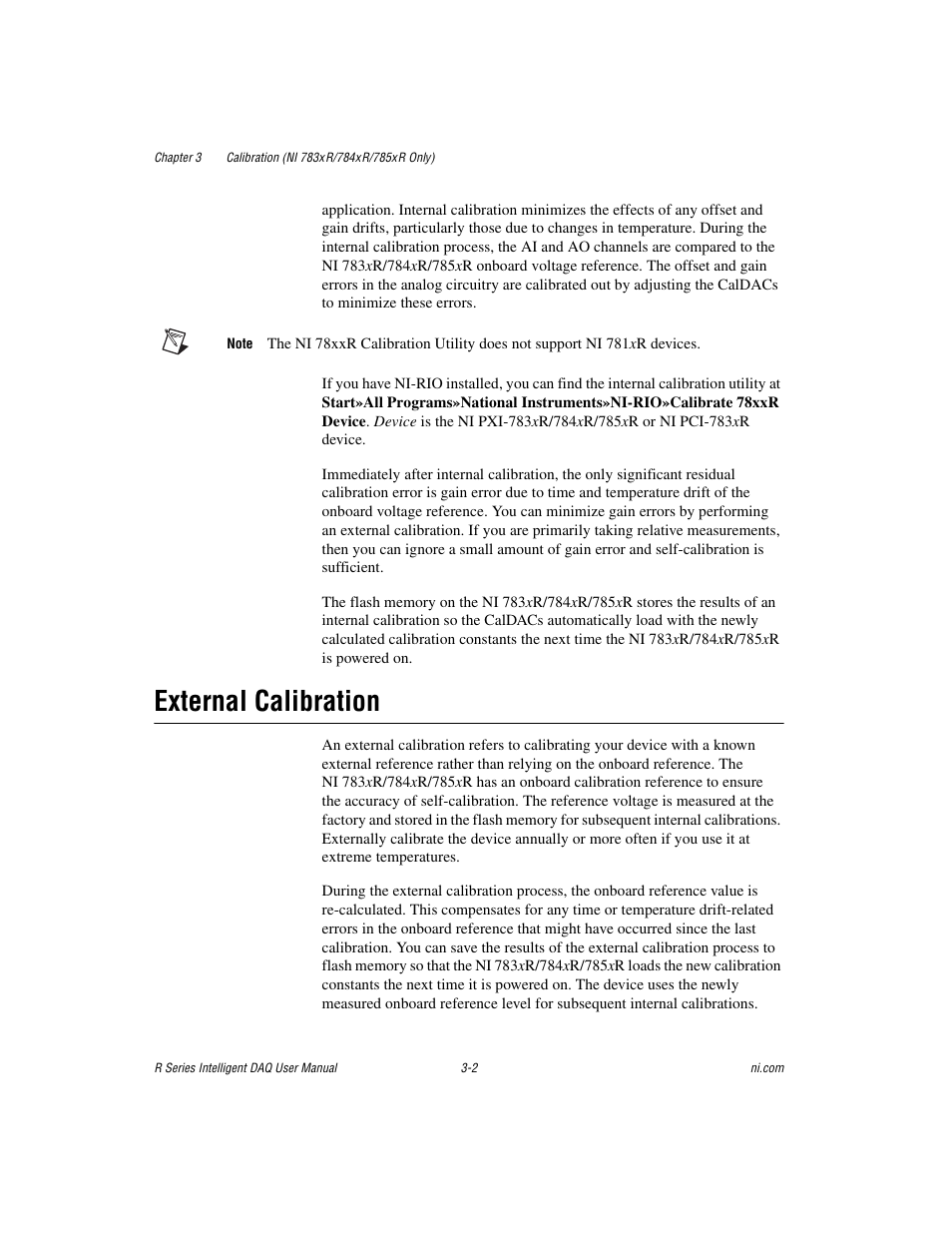 External calibration, External calibration -2 | National Instruments NI 785xR User Manual | Page 54 / 74