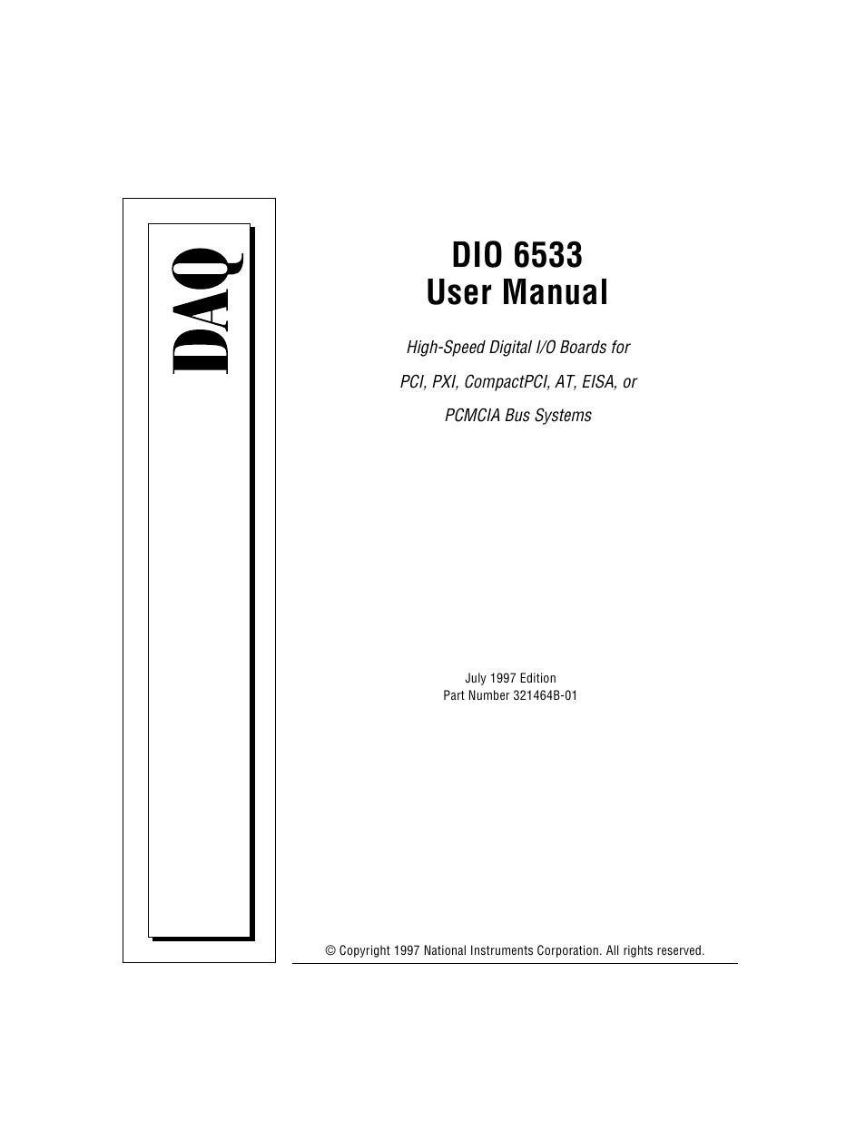 National Instruments DIO 6533 User Manual | 125 pages