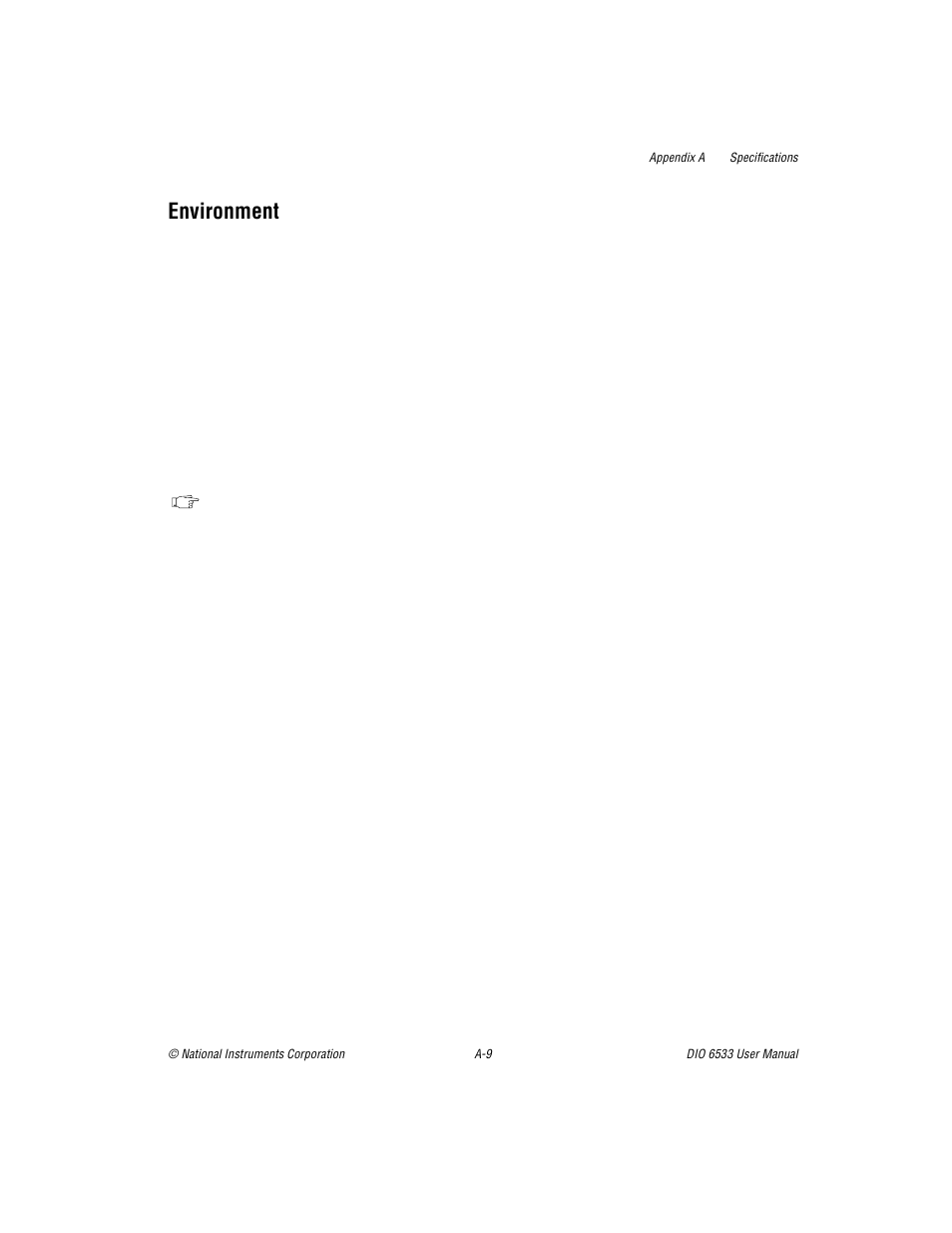 Environment | National Instruments DIO 6533 User Manual | Page 101 / 125