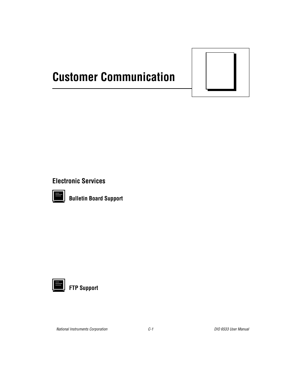 Appendix c customer communication, Appendix c, Customer communication | National Instruments DIO 6533 User Manual | Page 104 / 125