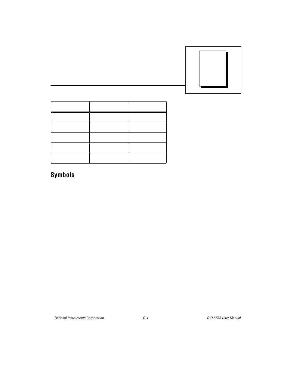 Glossary, Symbols | National Instruments DIO 6533 User Manual | Page 109 / 125