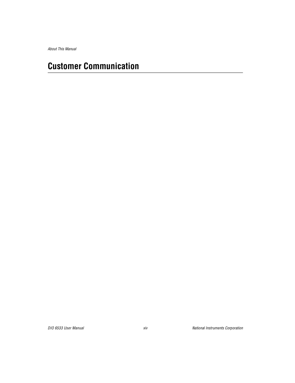 Customer communication | National Instruments DIO 6533 User Manual | Page 12 / 125