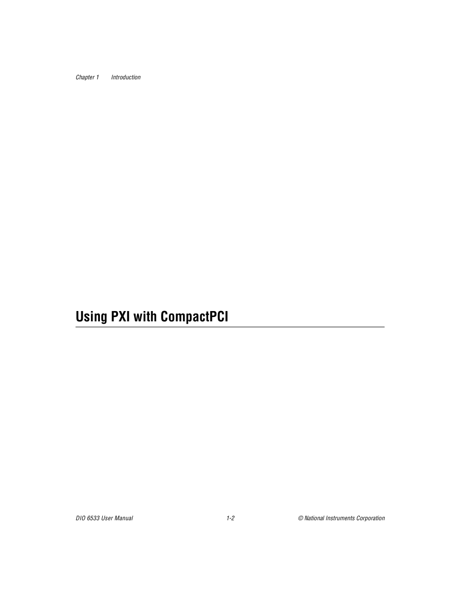 Using pxi with compactpci, Using pxi with compactpci -2, Using | Pxi with compactpci | National Instruments DIO 6533 User Manual | Page 14 / 125