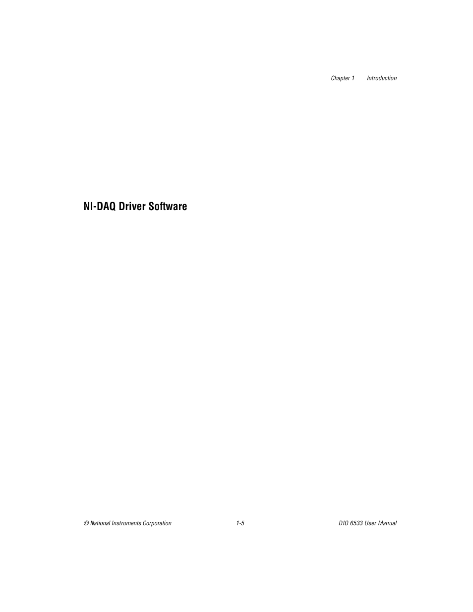 Ni-daq driver software, Ni-daq driver software -5 | National Instruments DIO 6533 User Manual | Page 17 / 125