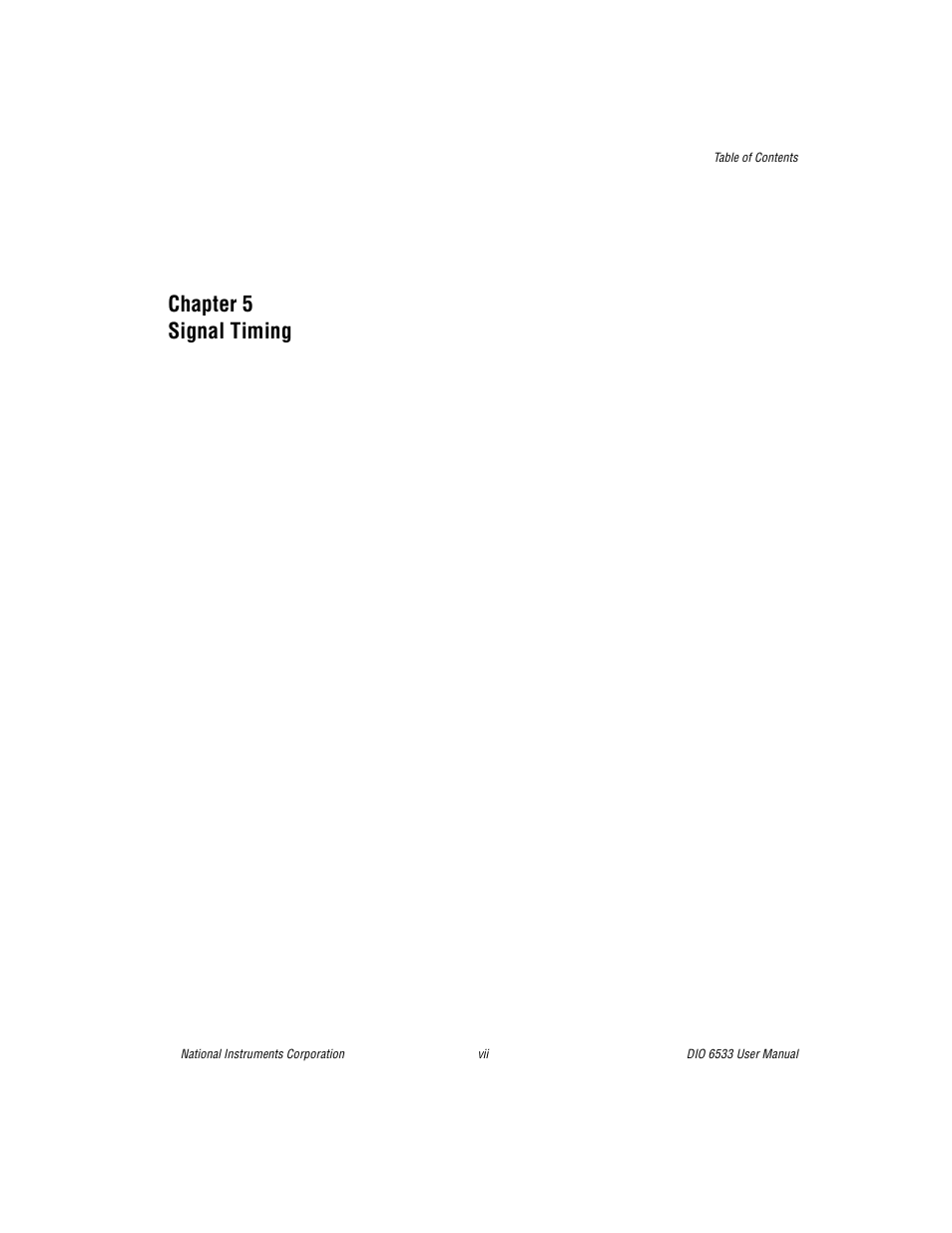 Chapter 5 signal timing | National Instruments DIO 6533 User Manual | Page 6 / 125