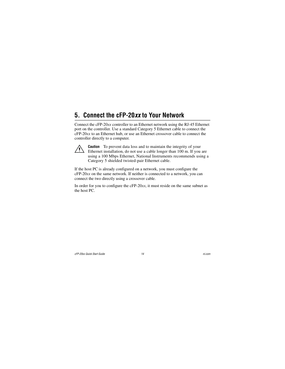 Connect the cfp-20xx to your network, Connect the cfp-20 xx to your network | National Instruments cFP-20xx User Manual | Page 14 / 24