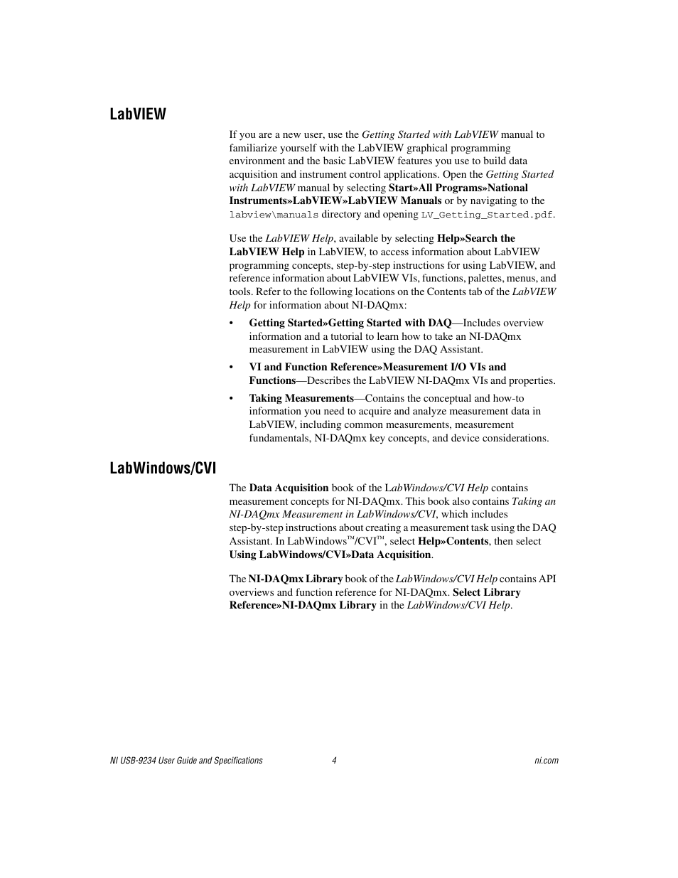 Labview, Labwindows/cvi | National Instruments NI USB-9234 User Manual | Page 4 / 23