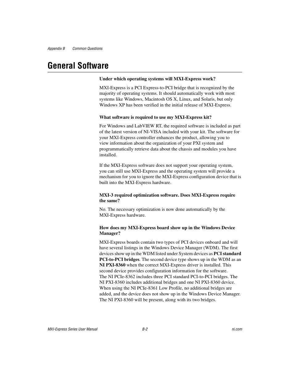 General software | National Instruments Multisystem eXtension Interface NI PXI-8360 User Manual | Page 27 / 37