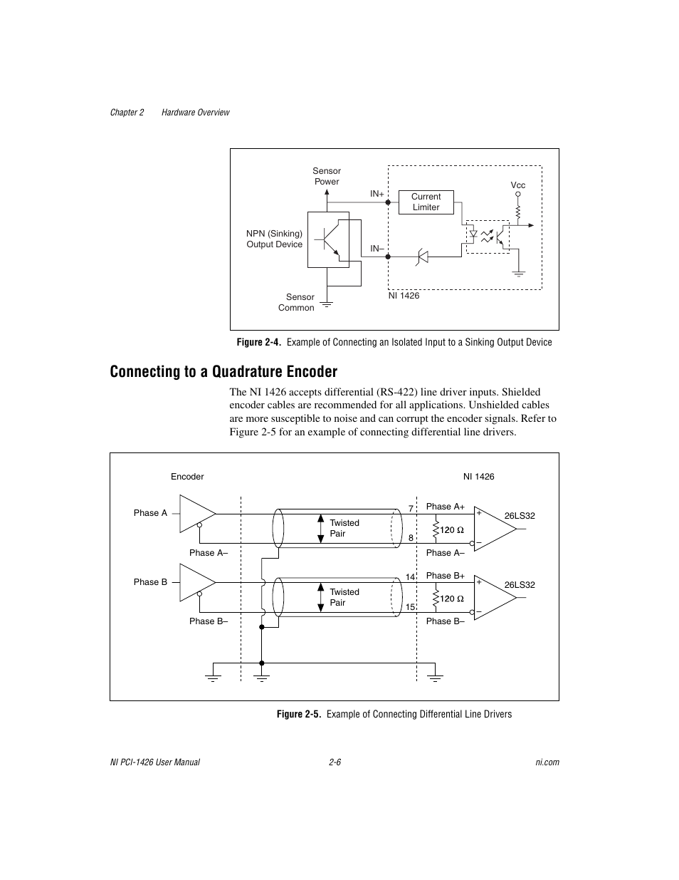 Connecting to a quadrature encoder, Connecting to a quadrature encoder -6 | National Instruments Interface Device NI PCI-1426 User Manual | Page 17 / 35