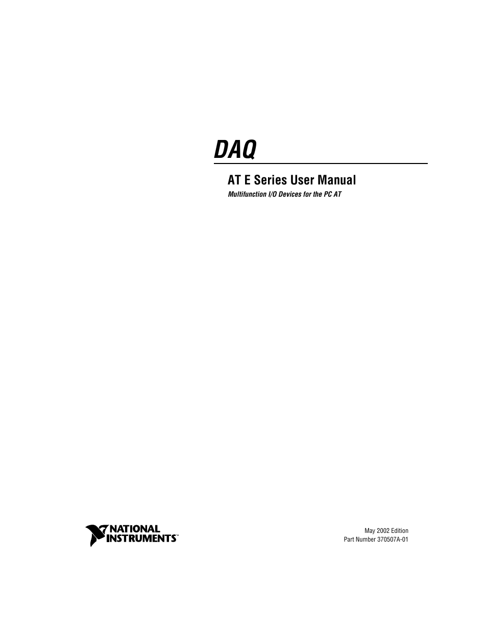 National Instruments AT E Series User Manual | 184 pages