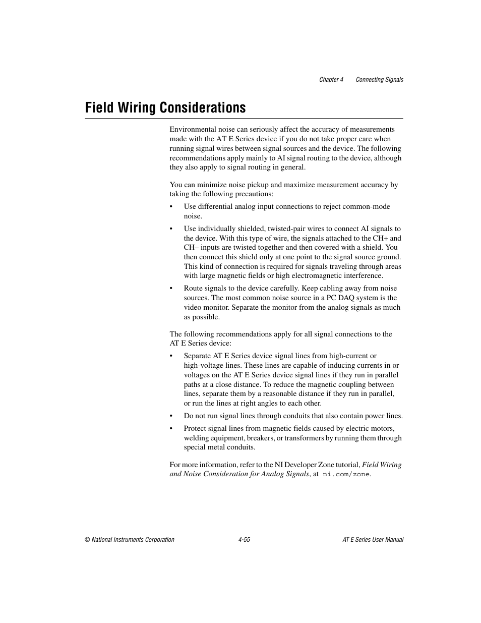 Field wiring considerations, Field wiring considerations -55 | National Instruments AT E Series User Manual | Page 102 / 184