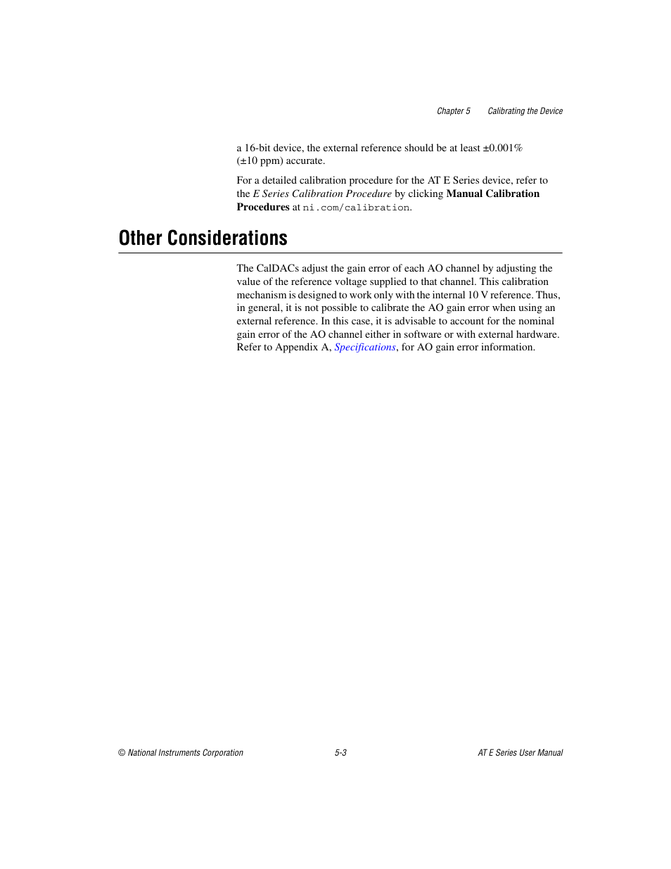 Other considerations, Other considerations -3 | National Instruments AT E Series User Manual | Page 105 / 184